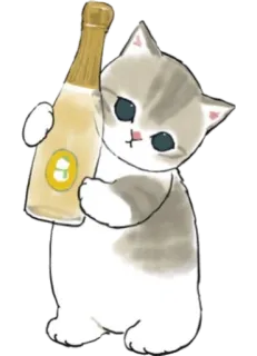 🍾 gato, gatinho, fofo, garrafa, animal, cinza telegram sticker