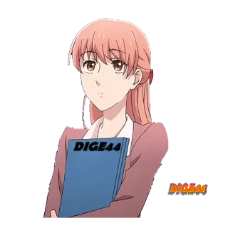 😐 DIGE44 Anime, Personaggio, Donna, Capelli rosa, DIGE44 telegram sticker