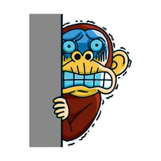 😥 猴子, 卡通, 焦虑, 害怕, 躲藏 telegram sticker