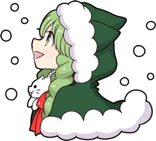 🌨️ anime, kartun, musim dingin, salju, kucing, gadis, hijau telegram sticker