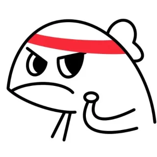 🦖 Kartun, Ikan, Marah, Ikat kepala merah, Meme, Karakter, Ilustrasi whatsapp sticker