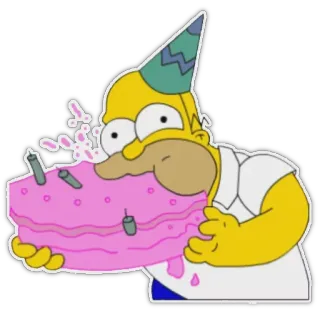 🎂 Homer Simpson The Simpsons Homer Simpson, cake, birthday, cartoon, eating telegram sticker