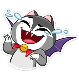 😂 Katze, Vampir, Cartoon, Lachen, Emoji, Sticker telegram sticker