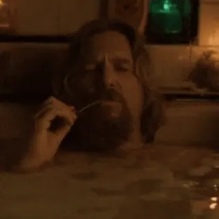 🚬 The Dude The Big Lebowski bath, movie, jeff bridges, bowling, dude, lebowski telegram sticker