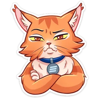 😞 mèo, động vật, mèo cam, thú cưng, vòng cổ, mèo hoạt hình telegram sticker
