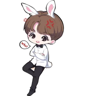 😐 What 토끼 귀, 화난, 치비, 귀여운, 만화 telegram sticker