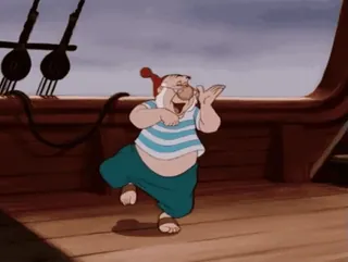 💃 Mr. Smee Peter Pan Cartoon, Smee, Pirat, Disney, Figur telegram sticker