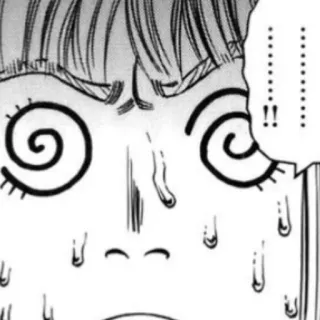 ⚔ Manga, Anime, Sudor, Pánico, Shock, Ojos espiral telegram sticker