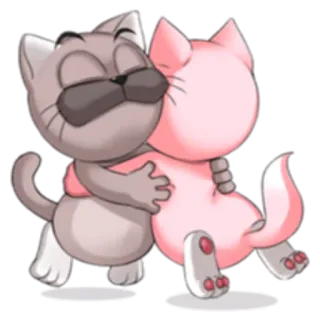 💏 猫, 動物, ハグ, 友情, 可愛い, かわいい, アニメ telegram sticker