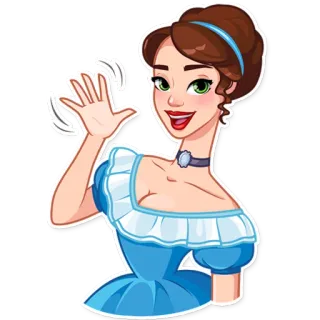 👋 femme, dessin animé, vague, robe, salutation, amical telegram sticker