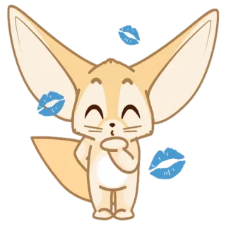 🦊 feneco, beijo, animal, fofo, raposa do deserto, desenho animado telegram sticker