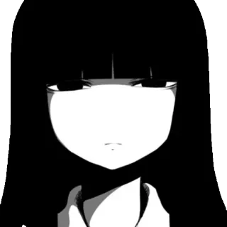 😔 Anime, Mangá, Retrato, Garota, Preto e branco telegram sticker