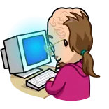 🧠 Komputer, Orang, Kartun, Wanita, Papan tombol, Monitor telegram sticker