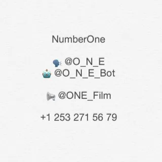 🗣 NumberOne
@O_N_E
@O_N_E_Bot
@ONE_Film
+1 253 271 56 79 Социальные сети, Номер телефона, Имя пользователя, Контактная информация telegram sticker