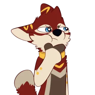🤔 zorro, antropomórfico, dibujos animados, animal, peludo telegram sticker