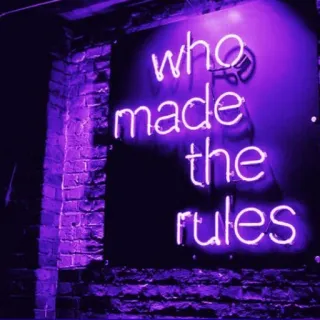 💜 who made the rules Insegna al neon, Viola, Regole, Domanda, Muro whatsapp sticker