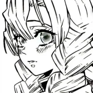 🌷 anime, manga, girl, portrait, character, black and white telegram sticker