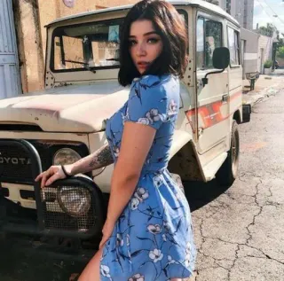 🤍 TOYOTA mujer, vestido, toyota, coche, automóvil whatsapp sticker