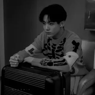 🕸 Jungkook jungkook, kpop, bts, chanteur, musique, célébrité, portrait, noir et blanc telegram sticker