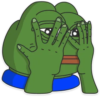 😳 Pepe the Frog pepe, frog, internet meme, meme, hiding, shy, embarrassed telegram sticker