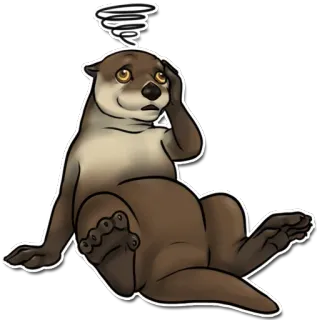 😵 berang-berang, pusing, kartun, binatang, bingung, kelelahan whatsapp sticker
