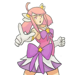 ☝ anime, cute, kawaii, girl, pink hair, cartoon, character, star telegram sticker