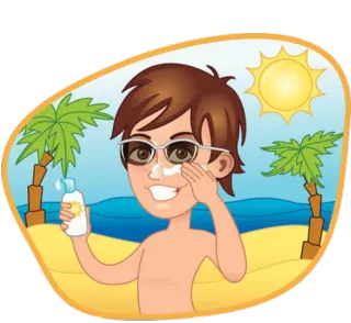 😎 crème solaire, plage, soleil, été, vacances, voyage, dessin animé telegram sticker