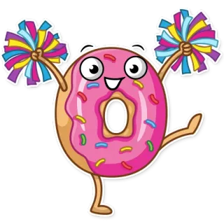 ✊ bánh donut, hoạt náo viên, pom pom, hoạt hình, món ngọt, thức ăn, tráng miệng telegram sticker