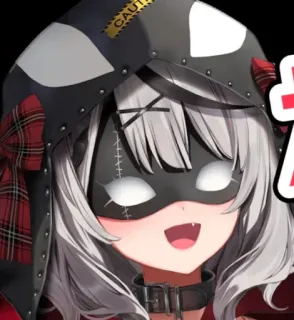🎣 CAUTI anime, vtuber, caution, mask, goth, anime girl, cartoon telegram sticker