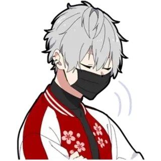 😊 anime, mask, character, jacket, sakura, red, white hair, anime boy telegram sticker