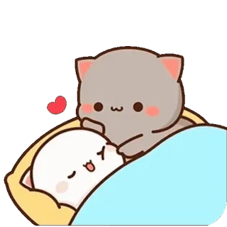😻 gatto, dormire, carino, cuore, amore, cartone animato, animale telegram sticker