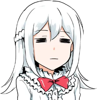 😑 Аниме, Манга, Девушка, Белые волосы, Милый, Чиби, Бесстрастный telegram sticker