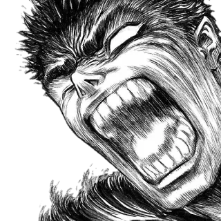 🤬 Guts Berserk 애니메이션, 만화, 베르세르크, 가츠, 화난, 소리치는 telegram sticker