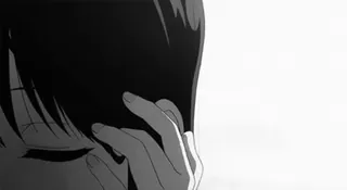 🙃 Anime, Triste, Monocromático, Preto e branco telegram sticker