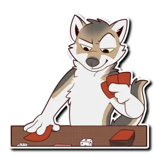 😏 loup, cartes à jouer, jeu de hasard, dés, loup cartoon, jeu, chance telegram sticker