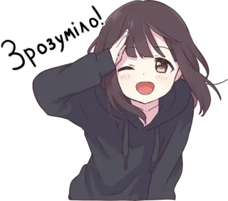 😉 Зрозуміло! аниме, девушка, подмигивание, приветствие, понимание telegram sticker