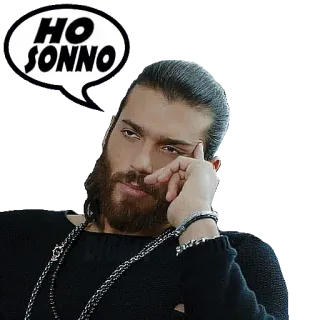 😪 HO SONNO сонный, уставший, мужчина, думающий telegram sticker