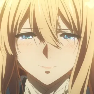 ✨ Violet Evergarden Anime, Personaggio, Biondo, Lacrima, Emozionale, Faccia, Ritratto telegram sticker
