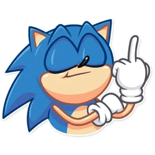 🖕 Sonic riccio, blu, cartone animato, personaggio, dito medio telegram sticker