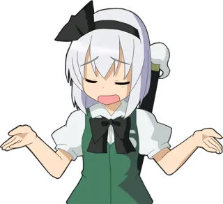 👐 Anime, Karakter, Angkat bahu, Bingung, Rambut Putih, Pita telegram sticker
