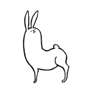 🐫 lapin, animal, blanc, mignon, dessin animé, caricature whatsapp sticker
