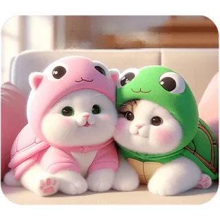 ☺️ chat, chaton, tortue, mignon, animal, animal de compagnie, dessin animé whatsapp sticker