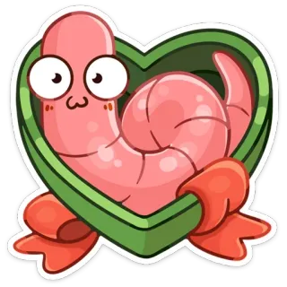 ❤ червь, сердце, милый, мультик, наклейка, животное telegram sticker