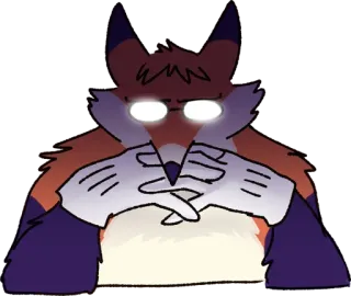 🤓 キツネ, 擬人化, 動物, アニメ, メガネ, 思考, 企み telegram sticker