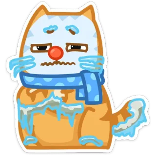 🥶 kot, zimno, zima, zamrożony, śnieg, smutny, szalik telegram sticker