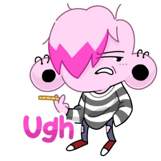 😒 Ugh cartoon, pink, ugh, annoyed, emo telegram sticker