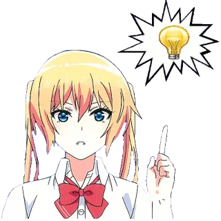 💡 动漫, 想法, 灯泡, 卡通, 女孩, 思考 telegram sticker