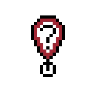 🗺 U ponto de interrogação, pixel art, fundo preto, vermelho, branco, símbolo telegram sticker