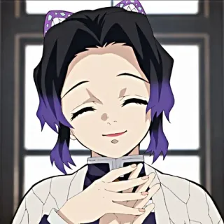 🦋 Shinobu Kocho Demon Slayer Аниме, Клинок, рассекающий демонов, Шинобу Кочо, Бабочка, Фиолетовый, Улыбка, Милый whatsapp sticker