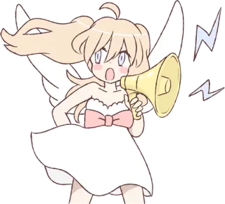 📣 Anime, Anjo, Megafone, Fofo, Desenho animado, Personagem, Asas, Gritando telegram sticker
